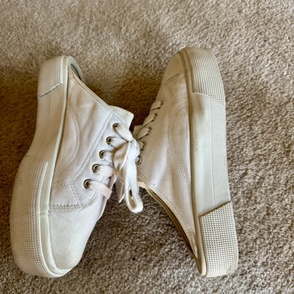 No Boundaries White Canvass Lace UP Chunky Platform Mule 90"s y2k Shoe sz 7 M - Picture 3 of 8